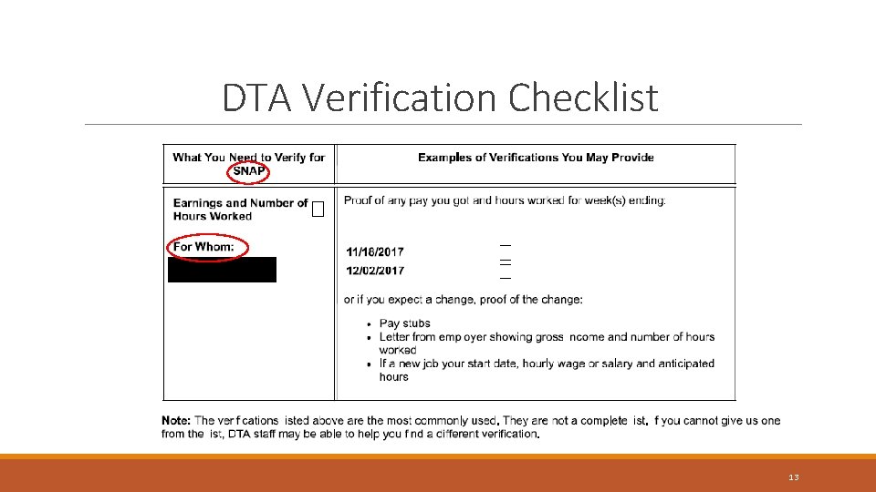 DTA Verification Checklist 13 DTA Verification Checklist 13
