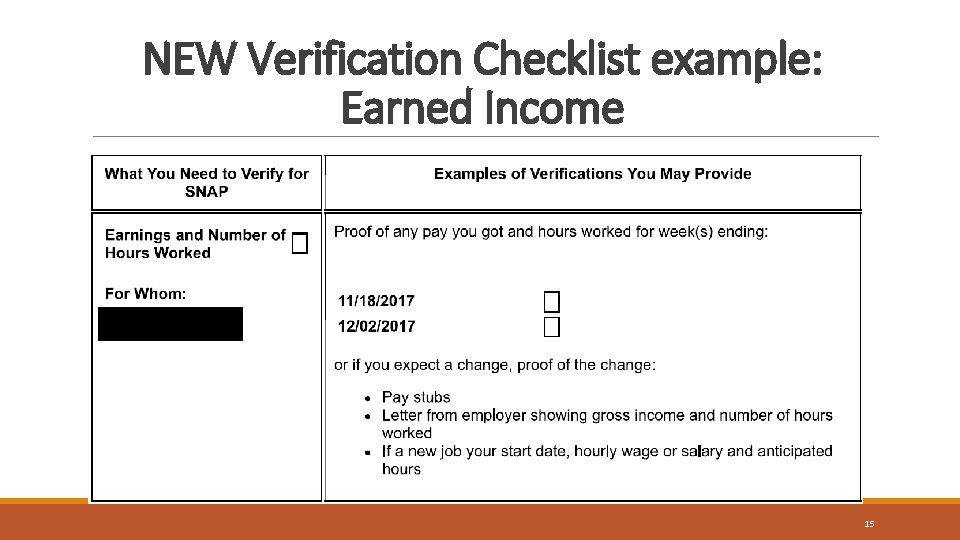 NEW Verification Checklist example: Earned Income 15 NEW Verification Checklist example: Earned Income 15