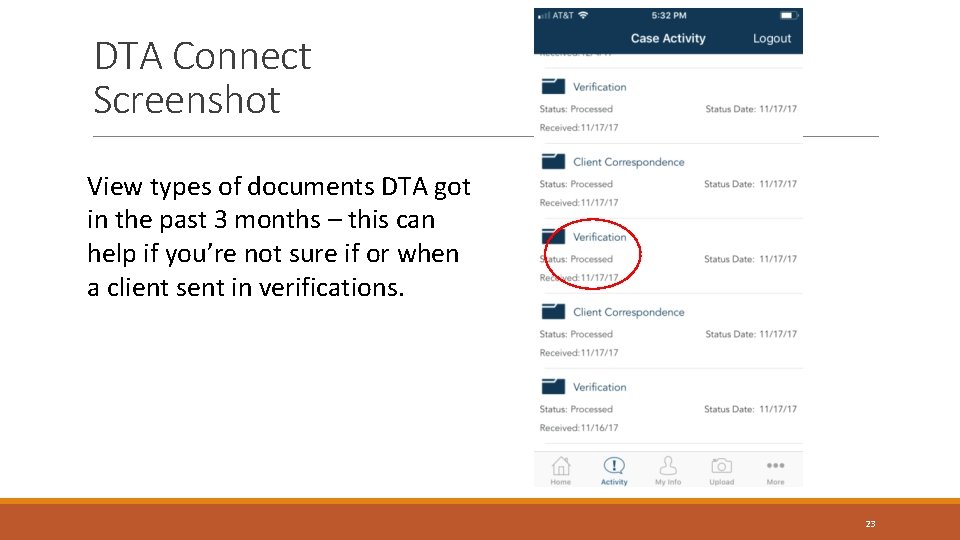 DTA Connect Screenshot View types of documents DTA got in the past 3 months DTA Connect Screenshot View types of documents DTA got in the past 3 months