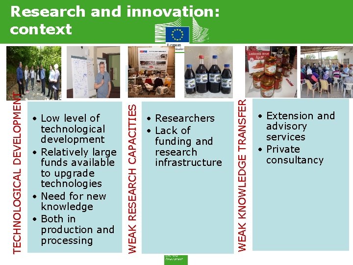  • Researchers • Lack of funding and research infrastructure WEAK KNOWLEDGE TRANSFER •