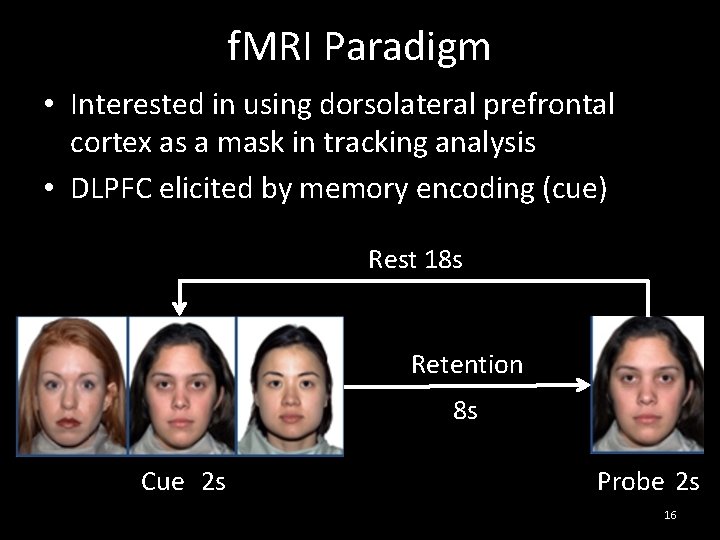 f. MRI Paradigm • Interested in using dorsolateral prefrontal cortex as a mask in f. MRI Paradigm • Interested in using dorsolateral prefrontal cortex as a mask in
