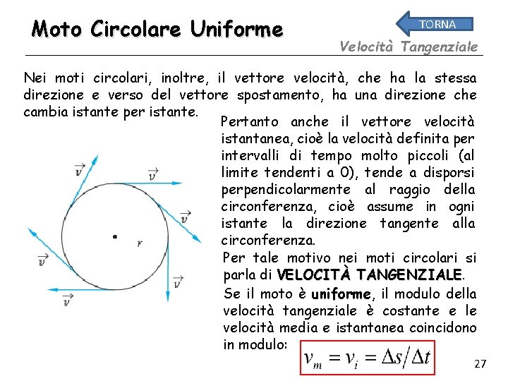 Formule Moto Circolare Uniformemente Accelerato