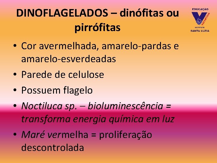 DINOFLAGELADOS – dinófitas ou pirrófitas • Cor avermelhada, amarelo-pardas e amarelo-esverdeadas • Parede de DINOFLAGELADOS – dinófitas ou pirrófitas • Cor avermelhada, amarelo-pardas e amarelo-esverdeadas • Parede de