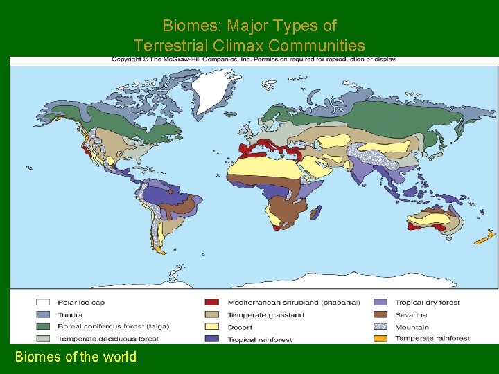 Biomes: Major Types of Terrestrial Climax Communities Biomes of the world 