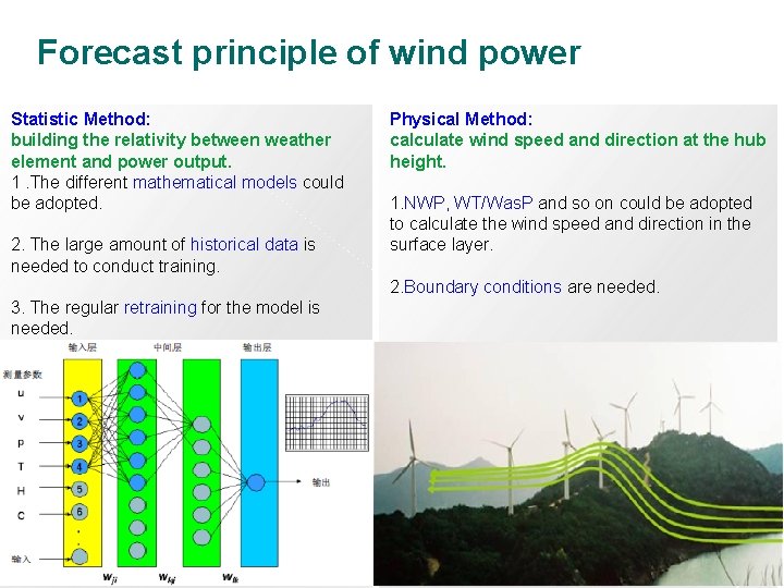 Forecast principle of wind power Statistic Method: building the relativity between weather element Forecast principle of wind power Statistic Method: building the relativity between weather element
