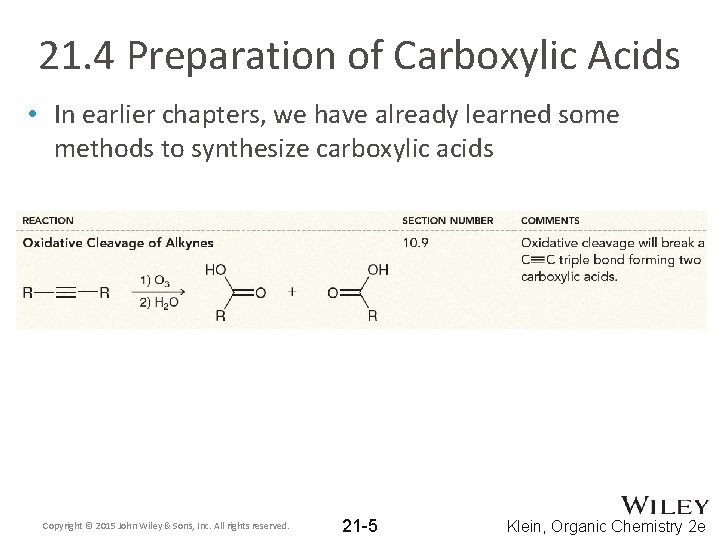 21. 4 Preparation of Carboxylic Acids • In earlier chapters, we have already learned