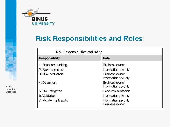 Risk Responsibilities and Roles 