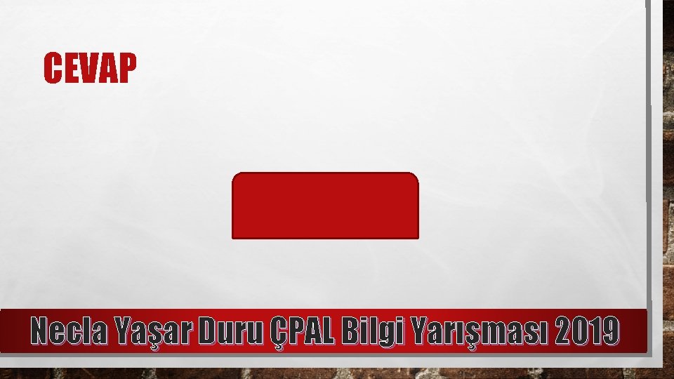 CEVAP 13 Necla Yaşar Duru ÇPAL Bilgi Yarışması 2019 