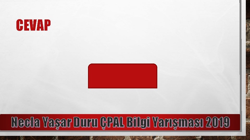 CEVAP 13 Necla Yaşar Duru ÇPAL Bilgi Yarışması 2019 