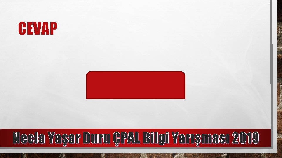 CEVAP NAMIK KEMAL Necla Yaşar Duru ÇPAL Bilgi Yarışması 2019 