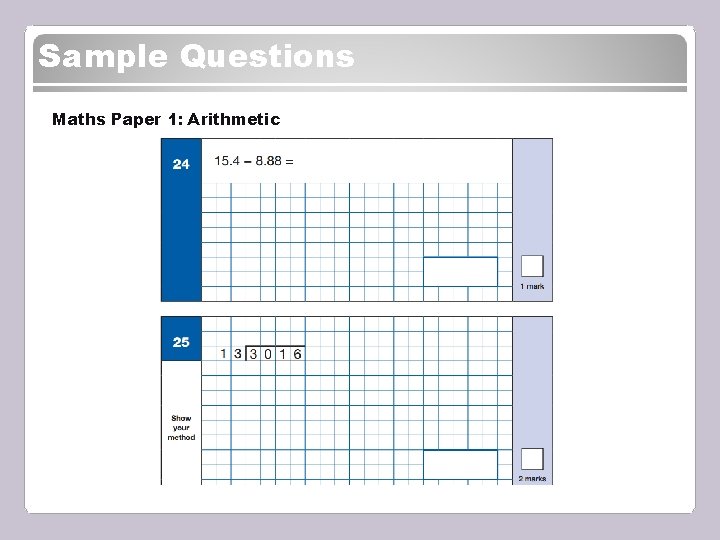 Sample Questions Maths Paper 1: Arithmetic 