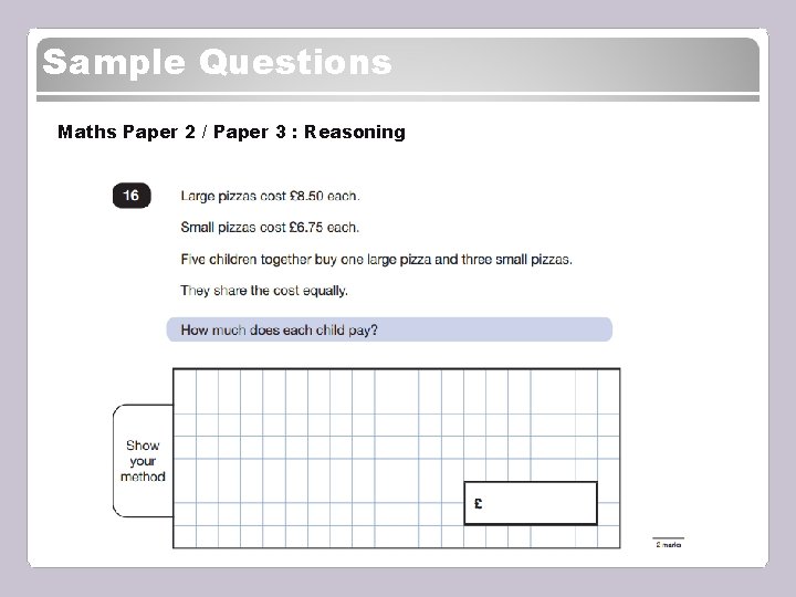 Sample Questions Maths Paper 2 / Paper 3 : Reasoning 