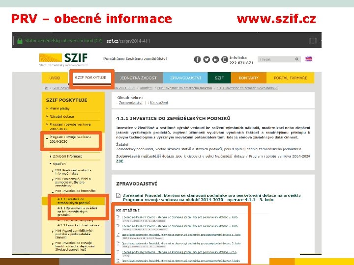 PRV – obecné informace www. szif. cz 