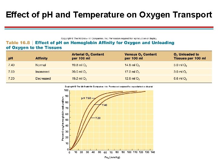 Effect of p. H and Temperature on Oxygen Transport Copyright © The Mc. Graw-Hill