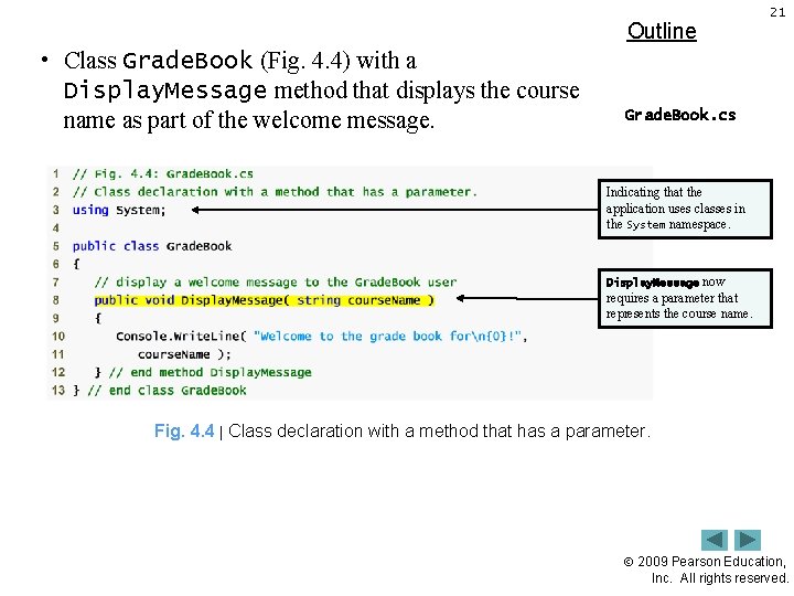 Outline • Class Grade. Book (Fig. 4. 4) with a Display. Message method that