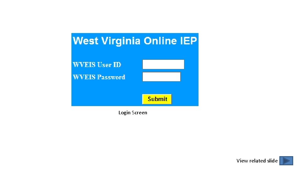 Login Screen View related slide 