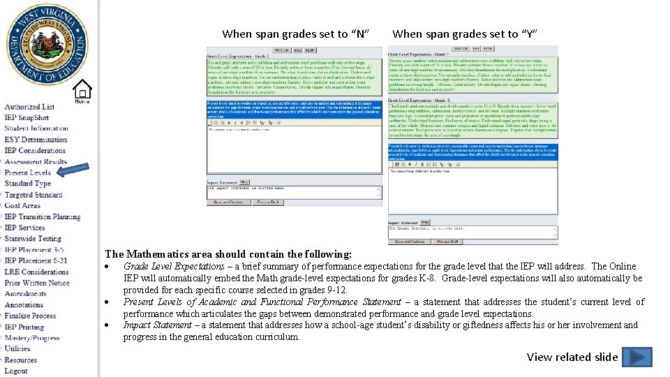 When span grades set to “N” When span grades set to “Y” The Mathematics