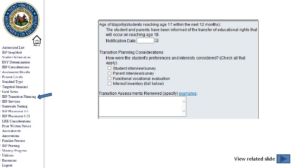 IEP Transition Considerations View related slide 