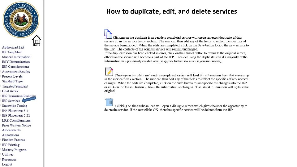 How to duplicate, edit, and delete services 