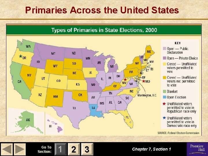 Primaries Across the United States Go To Section: 1 2 3 Chapter 7, Section