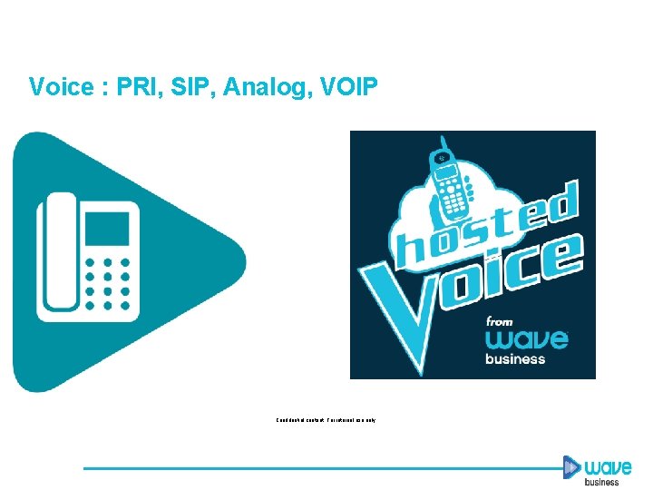 Voice : PRI, SIP, Analog, VOIP Confidential content. For internal use only. 