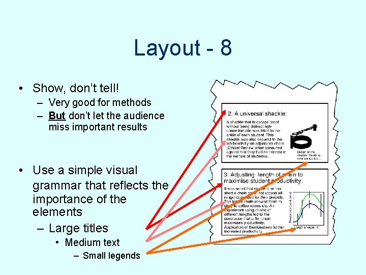 Layout - 8 • Show, don’t tell! – Very good for methods – But Layout - 8 • Show, don’t tell! – Very good for methods – But
