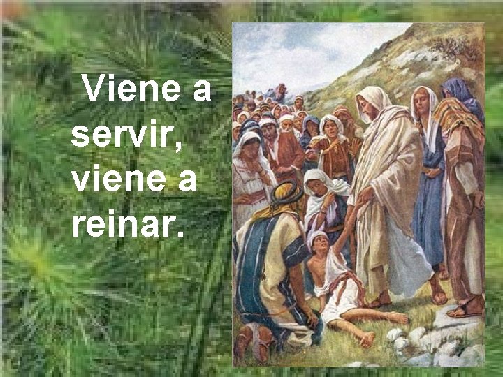 Viene a servir, viene a reinar. 