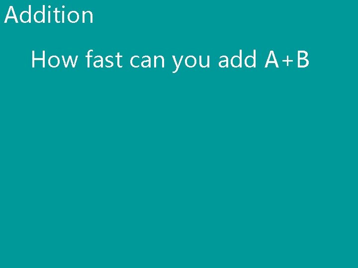 Addition How fast can you add A+B 