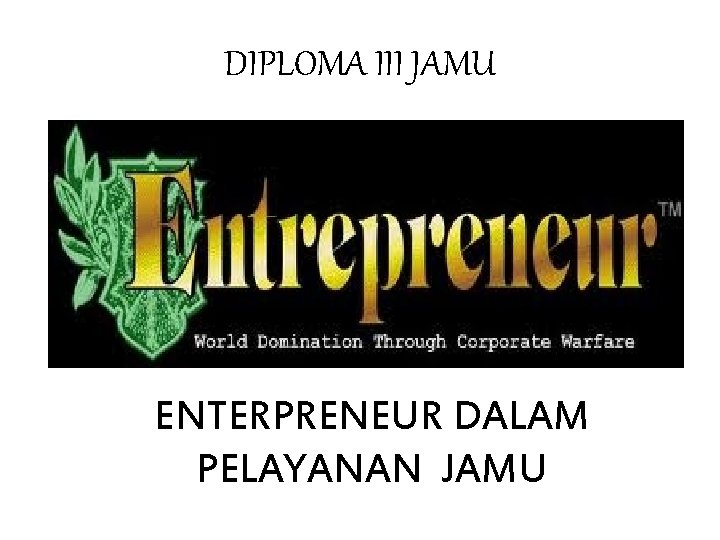 DIPLOMA III JAMU ENTERPRENEUR DALAM PELAYANAN JAMU 