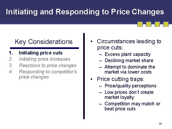 Initiating and Responding to Price Changes Key Considerations 1. 2. 3. 4. Initiating price