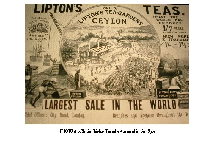 PHOTO #10: British Lipton Tea advertisement in the 1890 s 