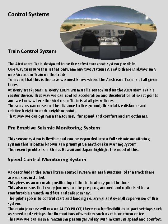 Control Systems Train Control System The Airstream Train designed to be the safest transport