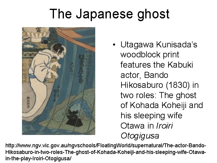 The Japanese ghost • Utagawa Kunisada’s woodblock print features the Kabuki actor, Bando Hikosaburo