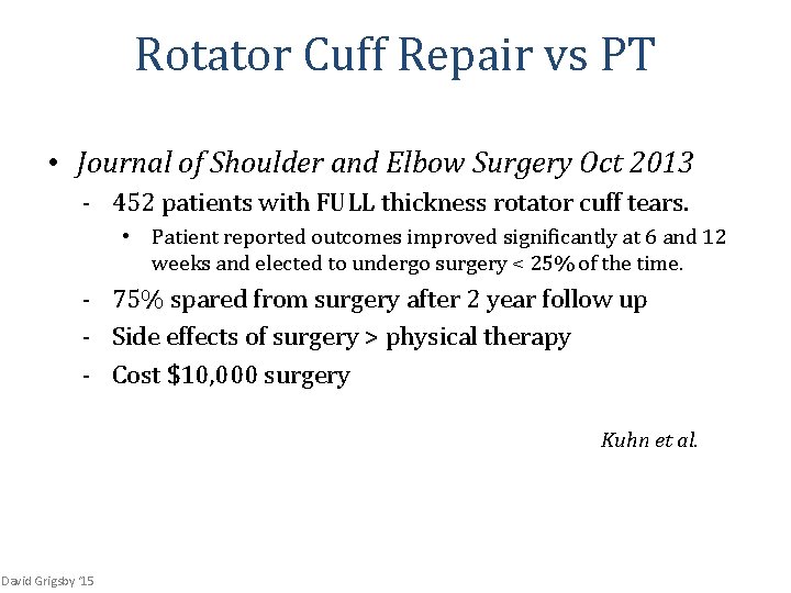 Rotator Cuff Repair vs PT • Journal of Shoulder and Elbow Surgery Oct 2013