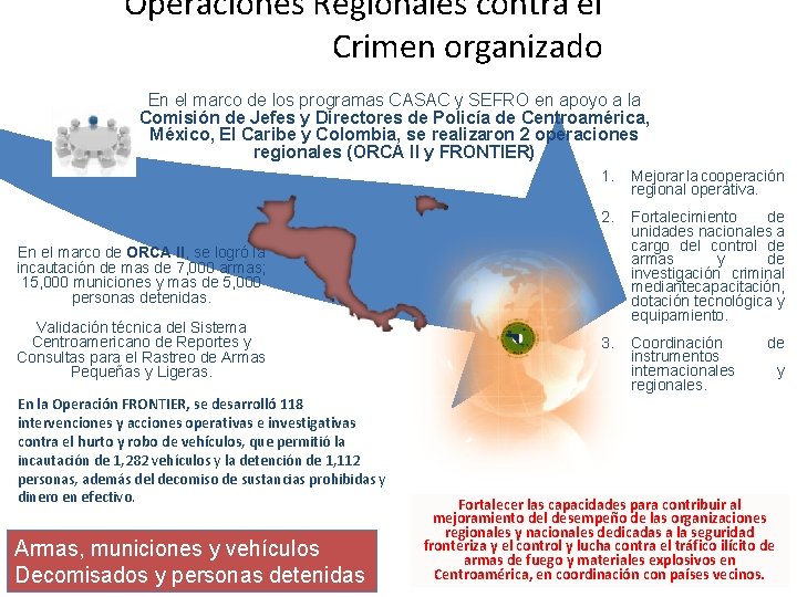 Operaciones Regionales contra el Crimen organizado En el marco de los programas CASAC y