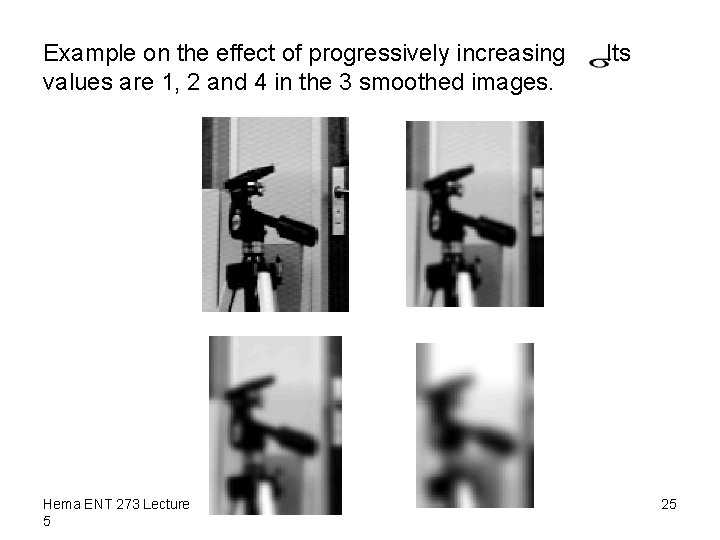 Example on the effect of progressively increasing values are 1, 2 and 4 in