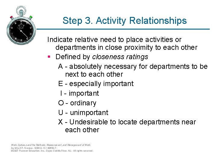 Step 3. Activity Relationships Indicate relative need to place activities or departments in close