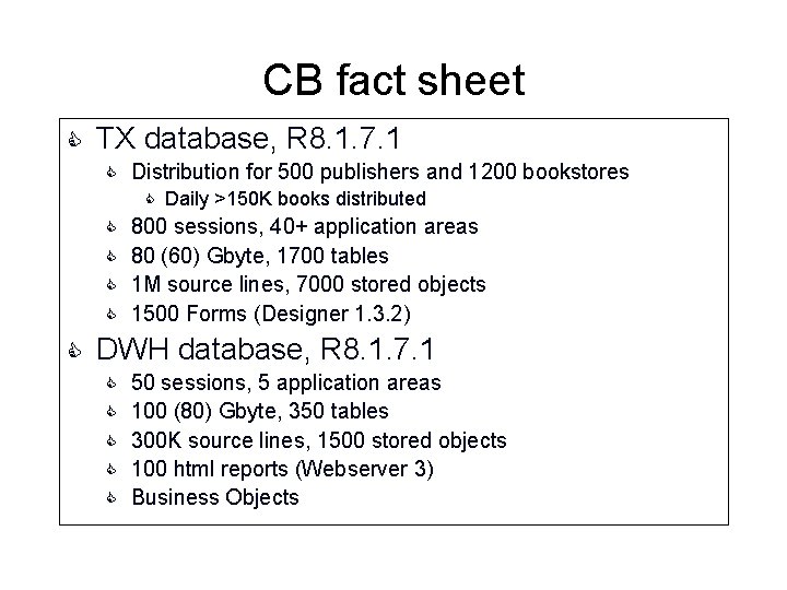CB fact sheet C TX database, R 8. 1. 7. 1 C Distribution for CB fact sheet C TX database, R 8. 1. 7. 1 C Distribution for