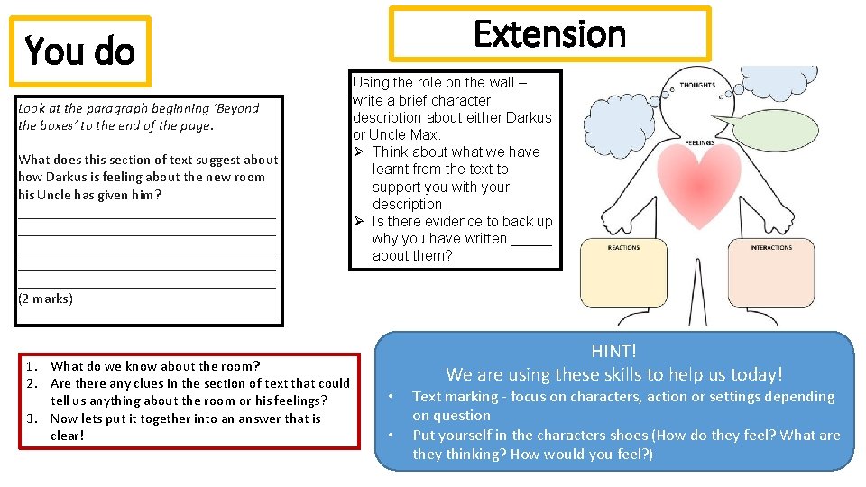 Extension You do Look at the paragraph beginning ‘Beyond the boxes’ to the end