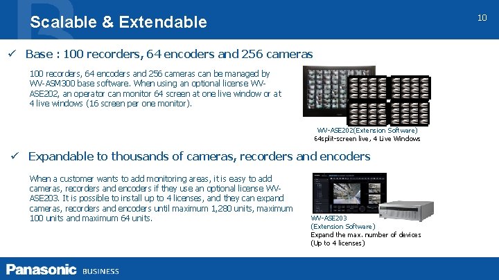 10 Scalable & Extendable ü Base : 100 recorders, 64 encoders and 256 cameras