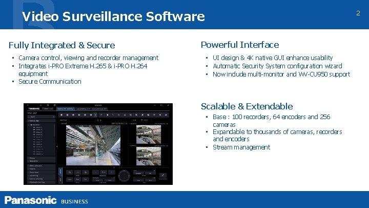 Video Surveillance Software Fully Integrated & Secure • Camera control, viewing and recorder management