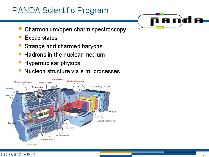 PANDA Scientific Program § Charmonium/open charm spectroscopy § Exotic states § Strange and charmed