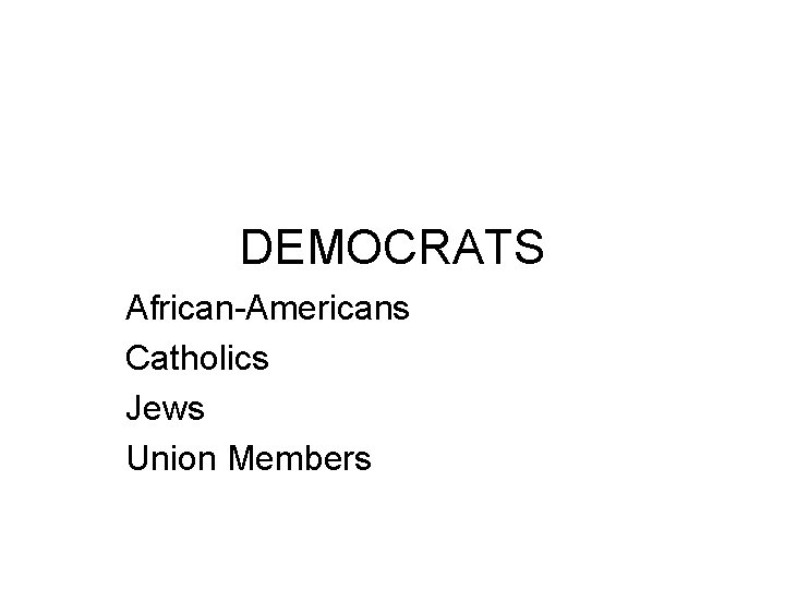 DEMOCRATS African-Americans Catholics Jews Union Members 