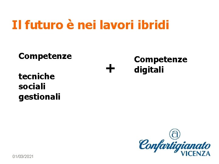 Il futuro è nei lavori ibridi Competenze tecniche sociali gestionali 01/03/2021 + Competenze digitali