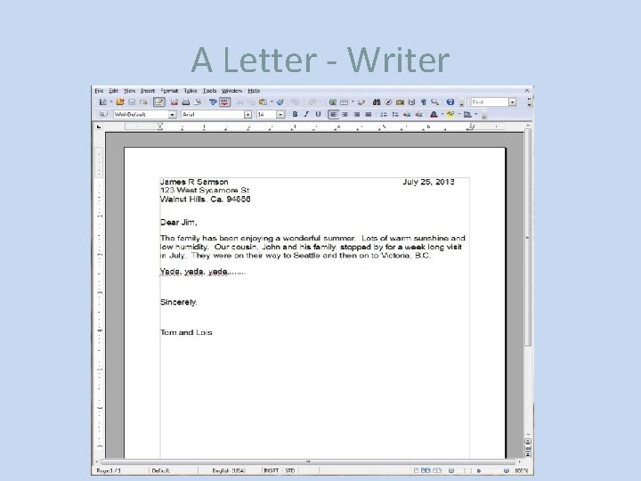 A Letter - Writer 