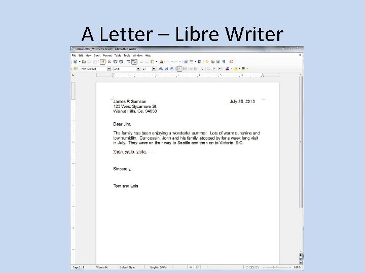 A Letter – Libre Writer 