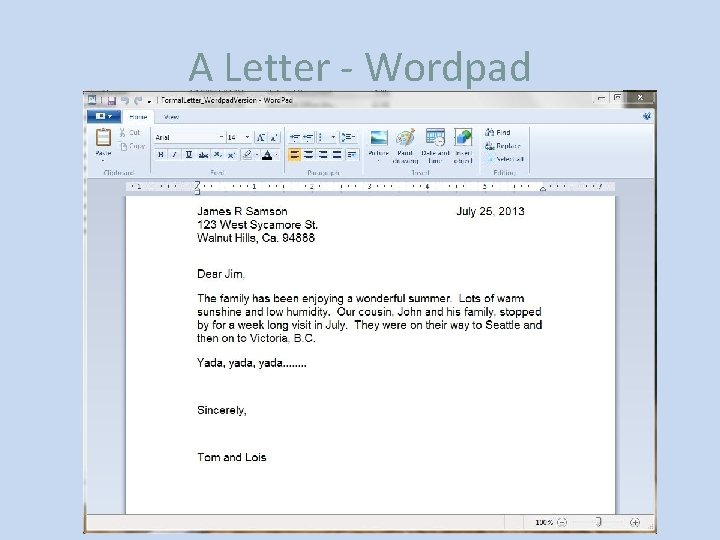 A Letter - Wordpad 