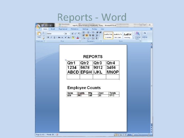 Reports - Word 