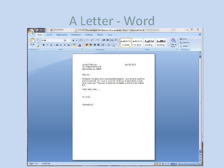 A Letter - Word 