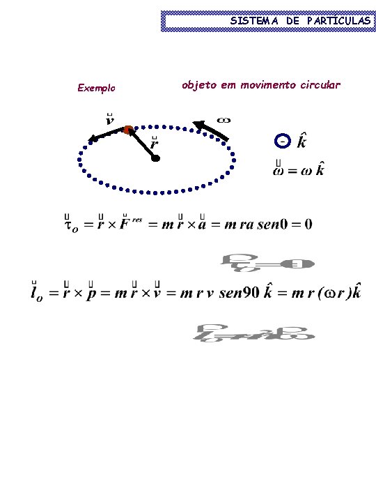 SISTEMA DE PARTÍCULAS Exemplo objeto em movimento circular 